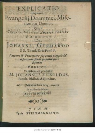 Explicatio elenktikē Evangelii Dominica Misericordias Domini