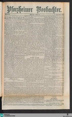 Pforzheimer Beobachter : städtisches Verkündigungsblatt, / Beilage