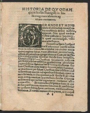 Historia De Quodam quem hostes Evangelii in Italia coegerunt abiicere agnitam veritatem.