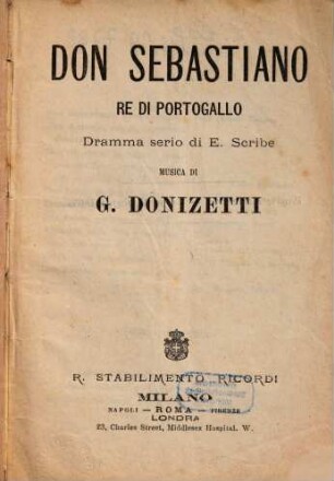 Don Sebastiano, re di Portogallo : dramma serio