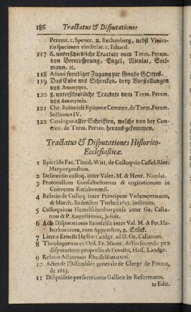 186-206, Tractatus & Disputationes Historico-Ecclesiasticae