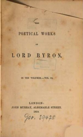 The poetical works of Lord Byron : In 10 vol., 9