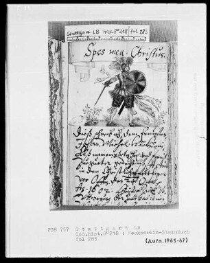 Stammbuch des Johannes Michael Weckherlin — Ritter, Folio 283recto