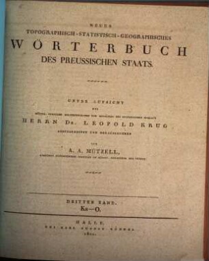 Neues topographisch-statistisch-geographisches Wörterbuch des preussischen Staats, 3. Kr - O