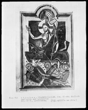 Psalterium mit Kalendarium — Auferstehung Christi, Folio 77verso