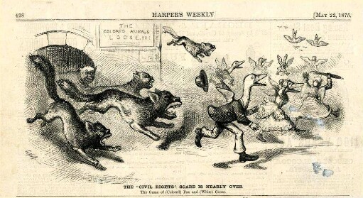 The "Civil Rights" scare is nearly over. The Game of (Colored) Fox and (White) Goose : Füchse überfallen eine Gänseherde