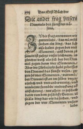 Die ander frag unsers Himmels des Fünfften wäsens.