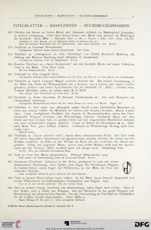 Titelblätter – Randleisten – Buchdruckermarken (Nr. 377-395)