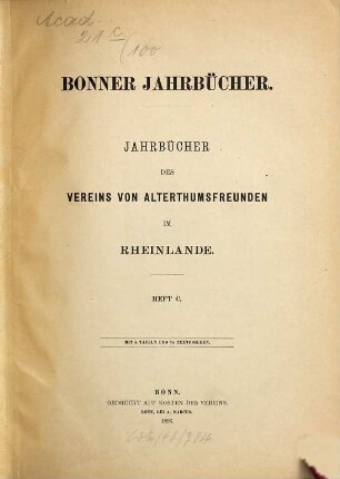 Bonner Jahrbücher : Jahrbücher des Vereins von Altertumsfreunden im Rheinlande. 100. 1896