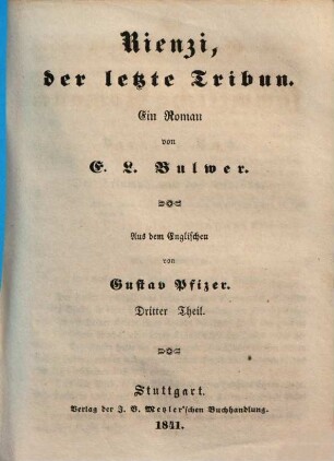 Rienzi, der letzte Tribun : Ein Roman, 3