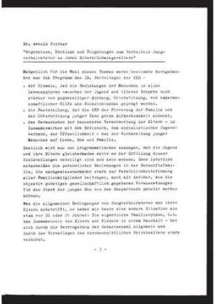 Ergebnisse, Probleme und Folgerungen zum Verhältnis Jungverheirateter zu ihren Eltern/Schwiegereltern