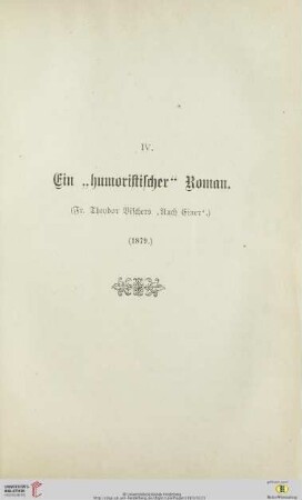 IV. Ein "humoristischer" Roman
