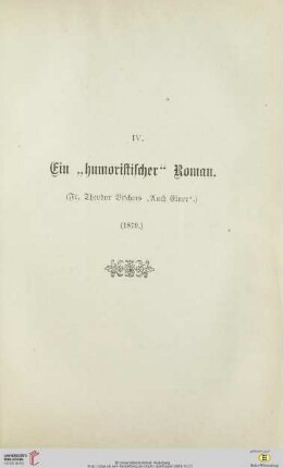 IV. Ein "humoristischer" Roman