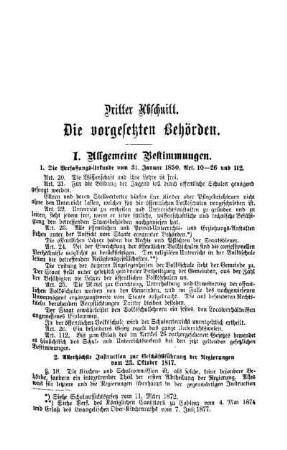 Dritter Abschnitt: Die vorgesetzten Behörden
