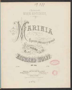 Marinia : chanson polonaise originale ; pour le piano ; op. 305