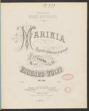 Marinia : chanson polonaise originale ; pour le piano ; op. 305