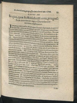 Caput IIX. In quo, quae de Antichristi ortu, progressu, ac interitu in cap. 7. Danielis continentur, explicantur