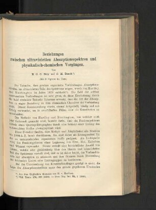 Beziehungen zwischen ultravioletten Absorptionsspektren und physikalisch-chemischen Vorgängen