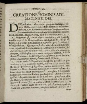 Caput VI. De Creatione Hominis Adimaginem Dei.
