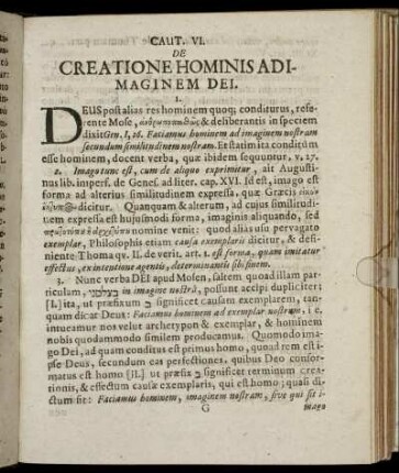 Caput VI. De Creatione Hominis Adimaginem Dei.