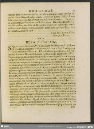 XXIX. Beza. Piscatori