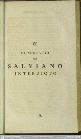 IX Dissertatio De Salviano Interdicto