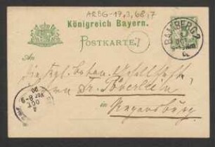 Brief von August Vill an Hermann Poeverlein