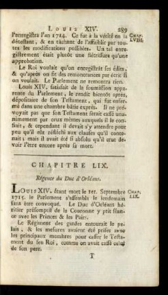 Chapitre LIX. Régence du Duc d'Orléans.