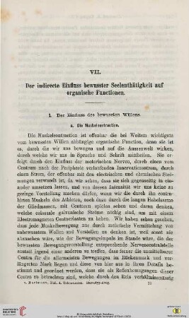 VII. Der indirecte Einfluss bewusster Seelenthätigkeit auf organische Functionen