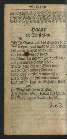 Hagar die Verstoßene.