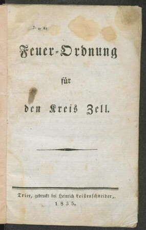 Feuer-Ordnung für den Kreis Zell