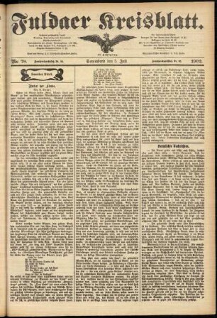 Zweite Ausgabe vom Samstag, den 05. Juli 1902.