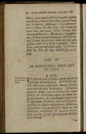 Cap. IV. De Philosophia Medi Aevi Et Nova.
