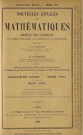 Troisième Série. Tome XVII. Mars 1898.