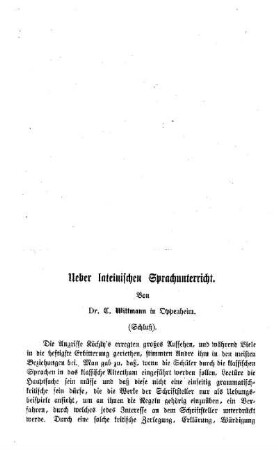 Ueber lateinischen Sprachunterricht : (Schluß)