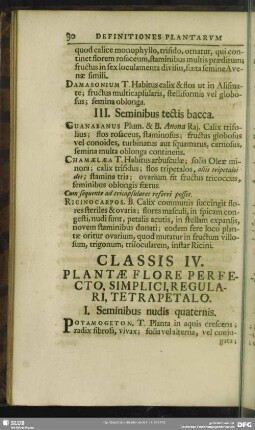Classis IV. Plantae Flore Perfecto, Simplici, Regulari, Tetrapetalo