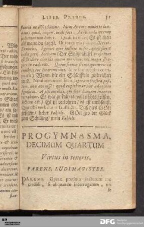 Progymnasma Decimum Quartum. Virtus in teneris.