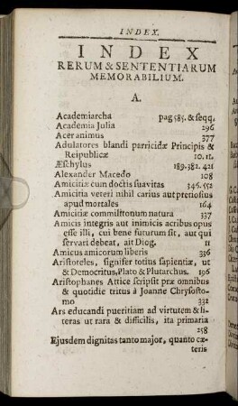 Index Rerum & Sententiarum Memorabilium
