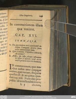In communionem illam quae veniant. Cap. XVI.