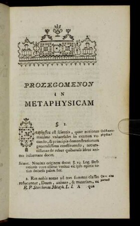 Prolegomenon in Metaphysicam