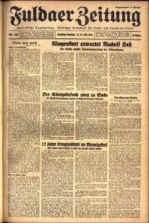 Ausgabe vom Samstag, den 23. Juli 1938.