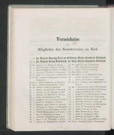 Verzeichniss der Mitglieder des Kunstvereins zu Kiel.