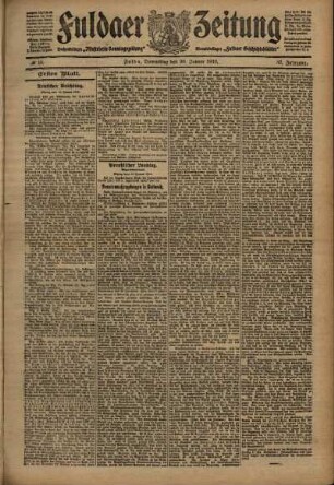 Erste Ausgabe vom Donnerstag, den 20. Januar 1910.