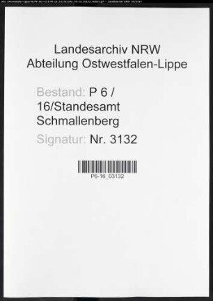 Sterberegister Standesamt Schmallenberg