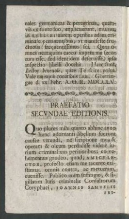 Praefatio Secundae Editionis