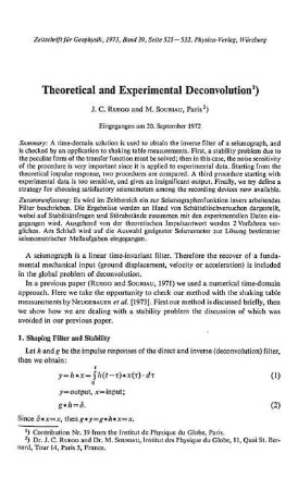 Theoretical and experimental deconvolution