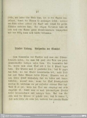 Fünfter Anhang. Auspressen des Wachses