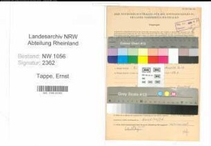Entnazifizierung Ernst Tappe , geb. 25.06.1893 (Lehrer)