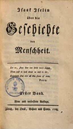 Über die Geschichte der Menschheit, 1