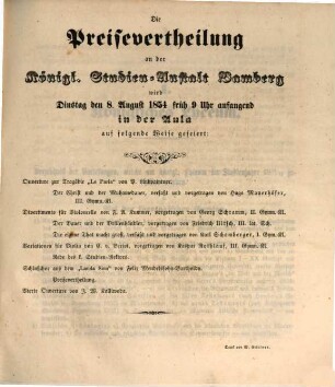 Jahres-Bericht über das Königl. Bayer. Lyceum, Gymnasium und über die Lateinische Schule zu Bamberg. 1853/54